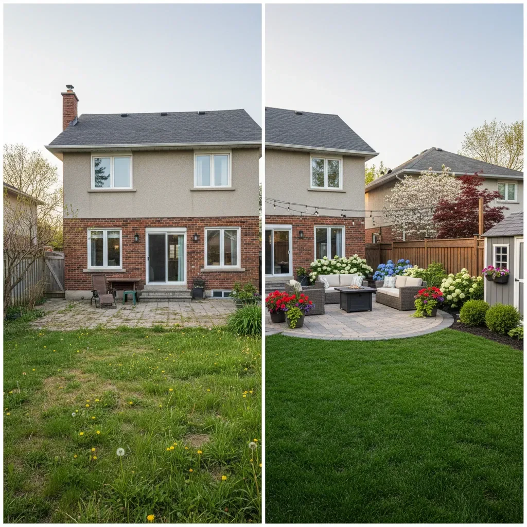Landscape architect transformation - before and after by Urban Landscaping Laval in Laval